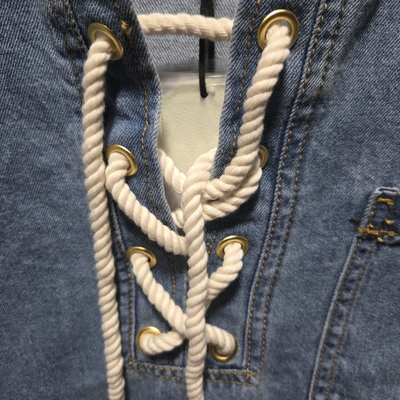 NWT, REPUBLIC Denim Lace-Up Pullover. Size M - Picture 3 of 9